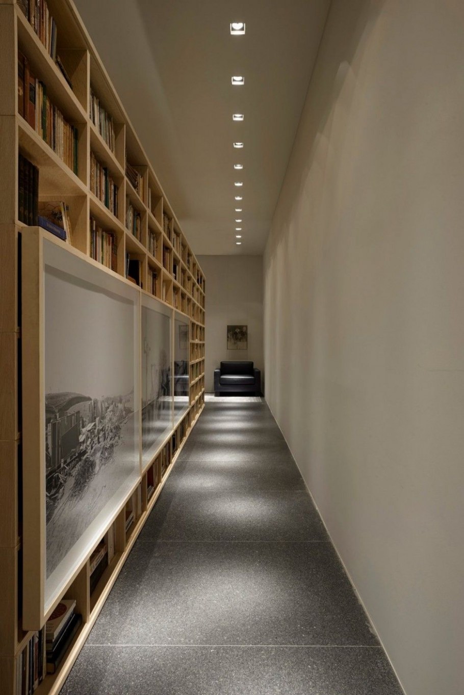 Гостиная с книжными полками