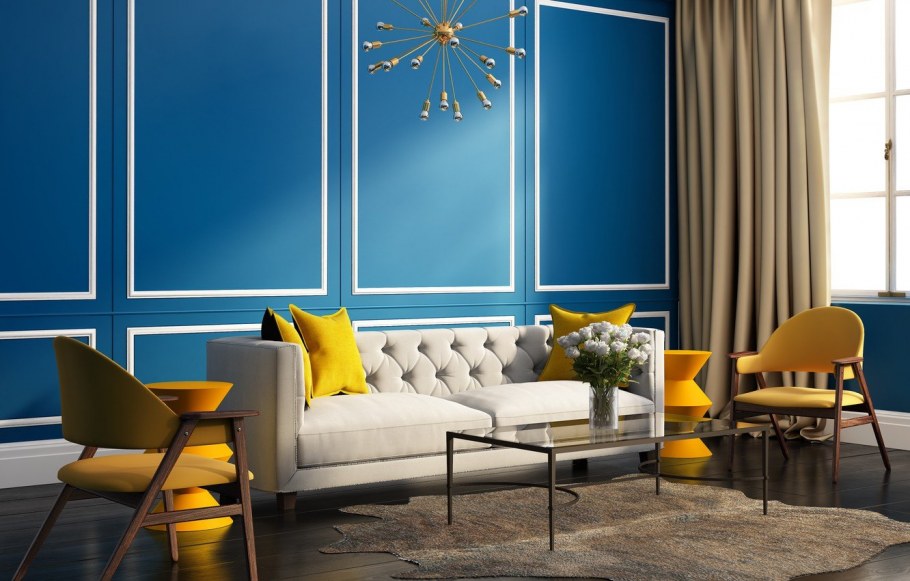 Желтый диван в интерьере