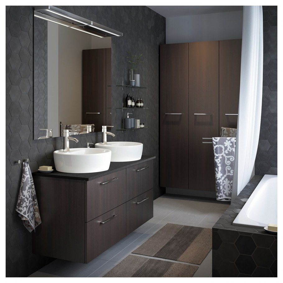 Темная мебель для ванной комнаты икеа