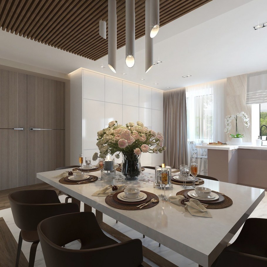 Гостиная с камином в загородном доме