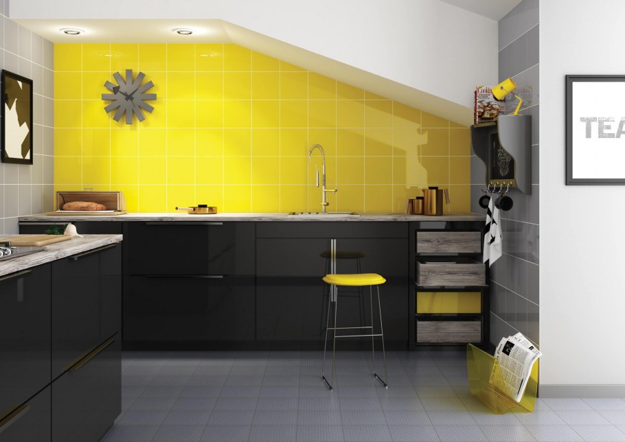Желтая плитка для кухни