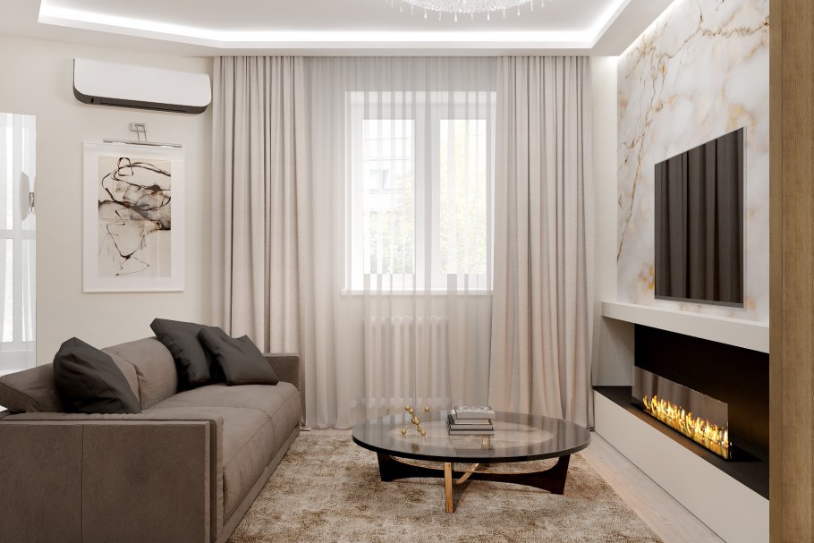 Темный диван в интерьере