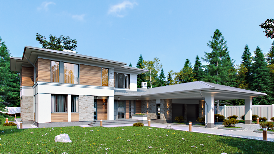 Стиль Райта дом 150 кв.м