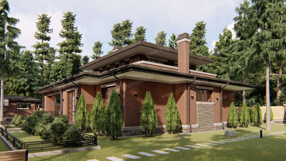 Фасад в стиле Райта