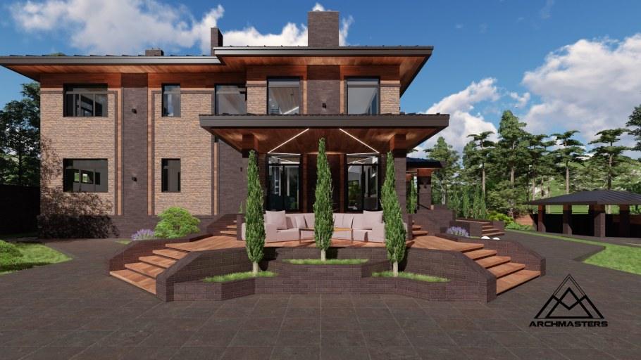 Стиль Райт загородных домов проект