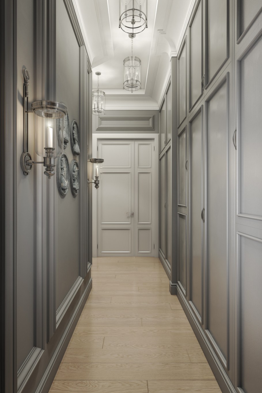 Декор узкого коридора в прихожей