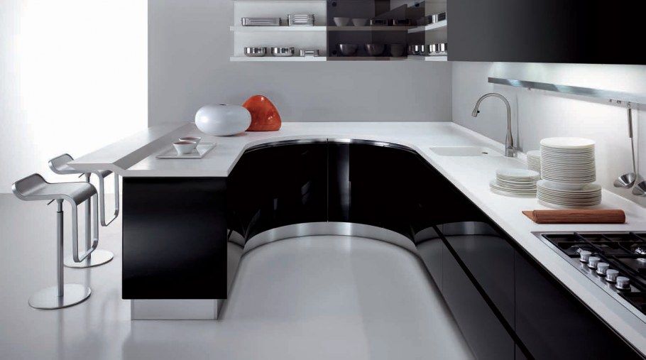 Черно белая кухня
