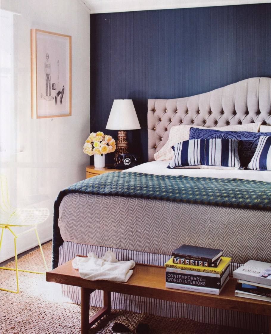 Синяя спальня в скандинавском стиле