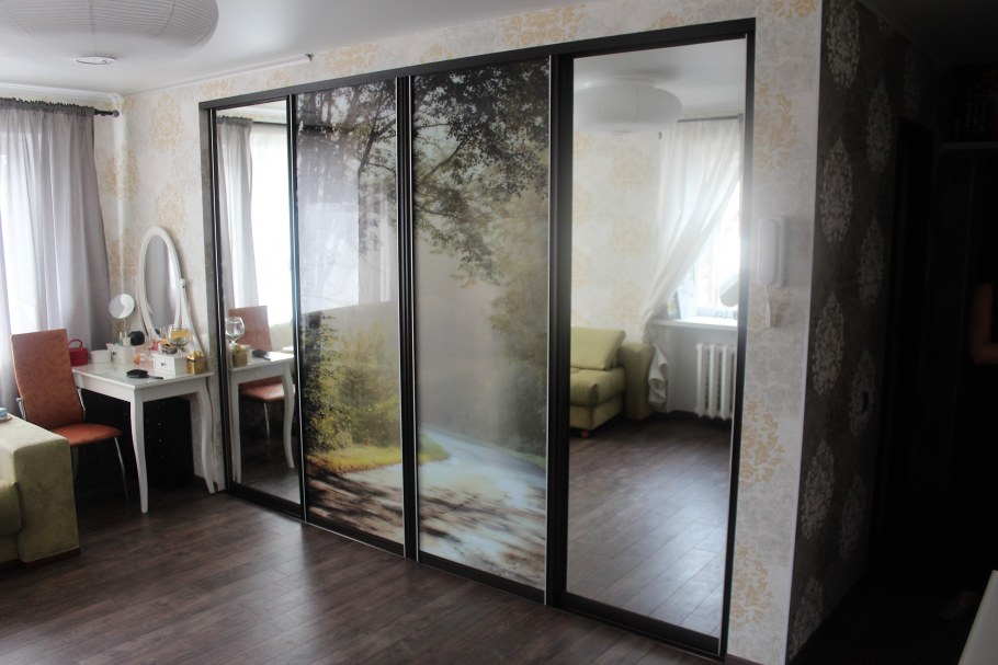 Шкаф-купе с фотопечатью и зеркалом