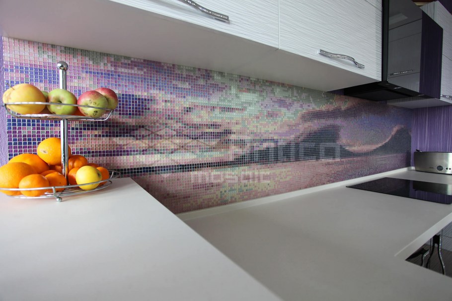 Кухонный фартук из мозаики