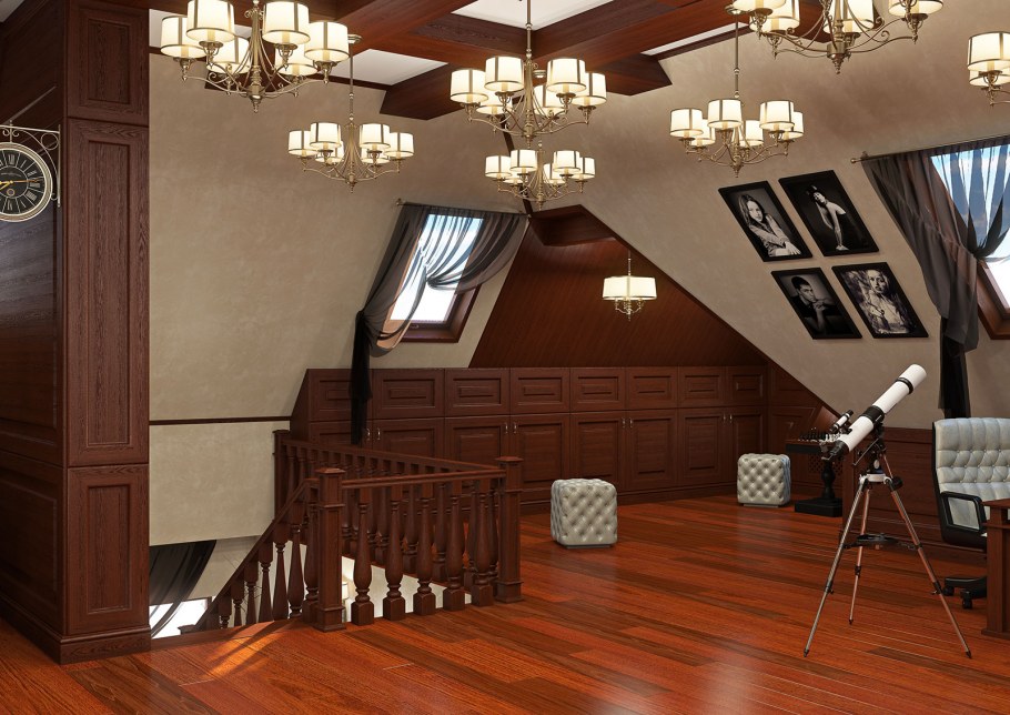 Люстра на мансарде