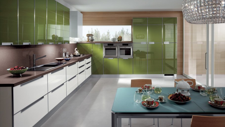 Кухня Модерн угловая олива