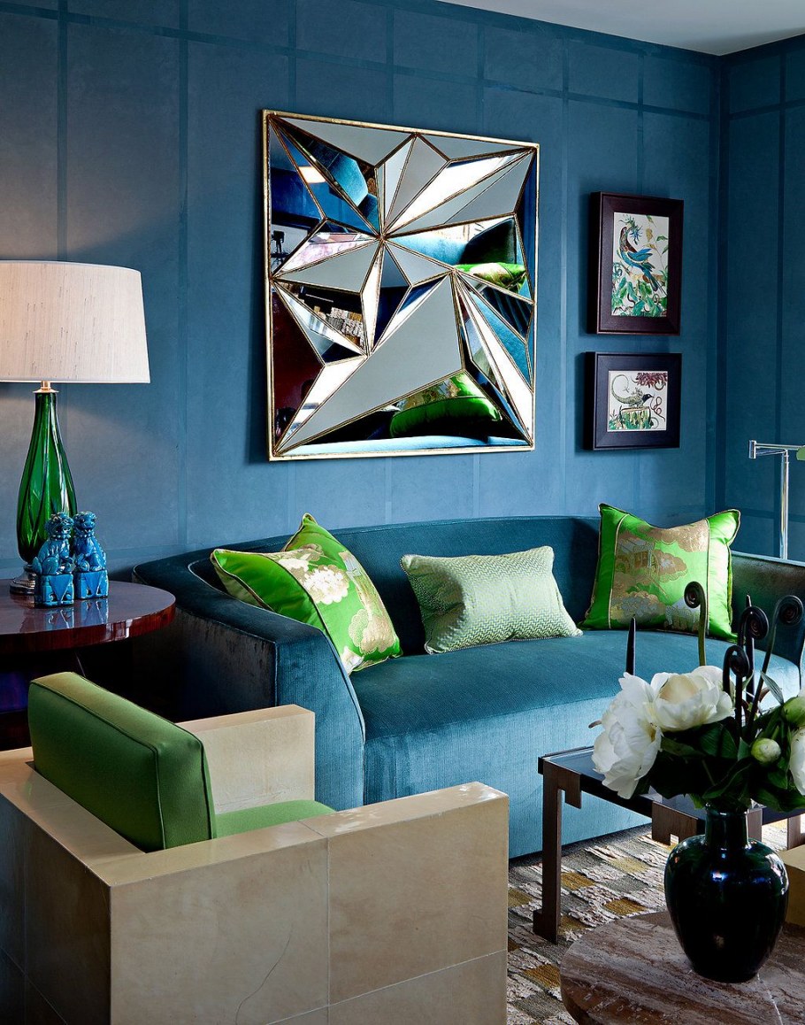 Сине зеленый интерьер