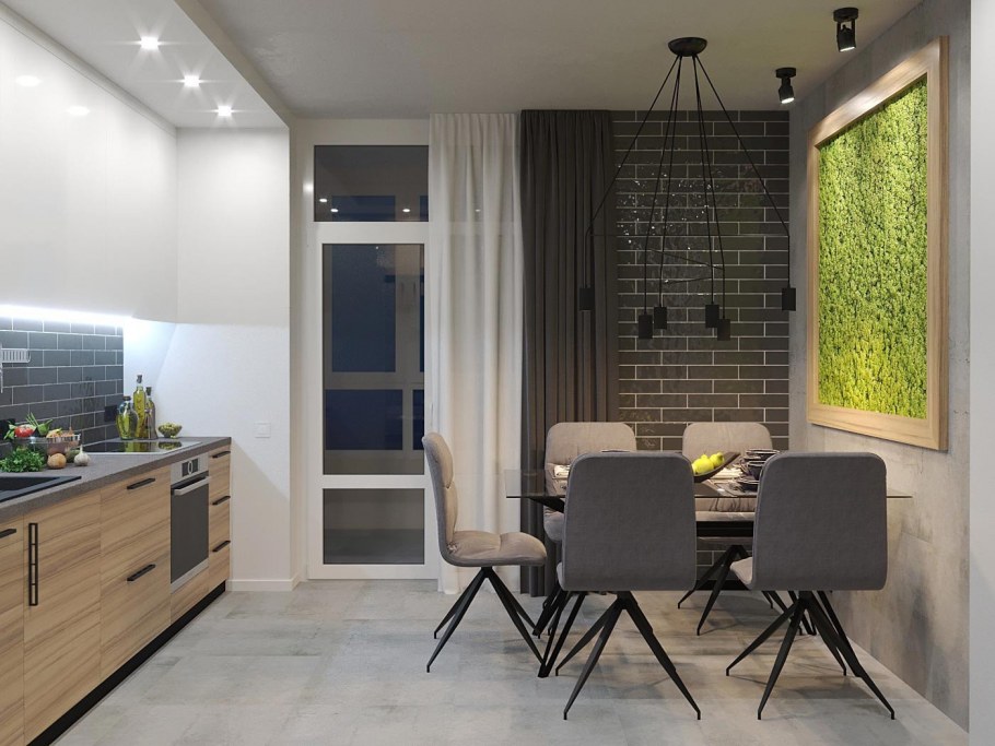 Обеденная зона в стиле лофт