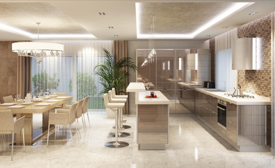 Большие кухни в частном доме