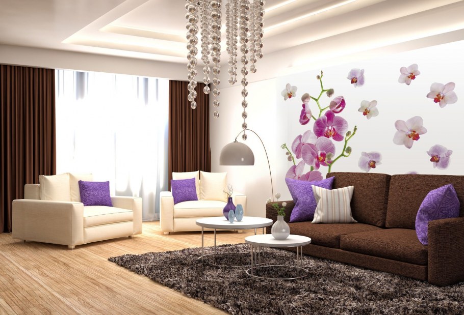 Орхидеи в интерьере гостиной
