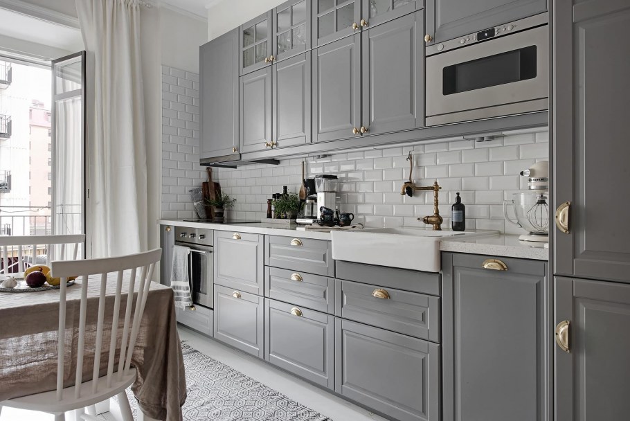 Кухня икеа Будбин серая