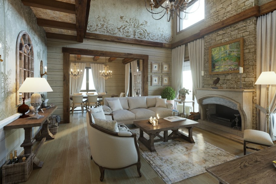 Смешанные стили в интерьере загородного дома