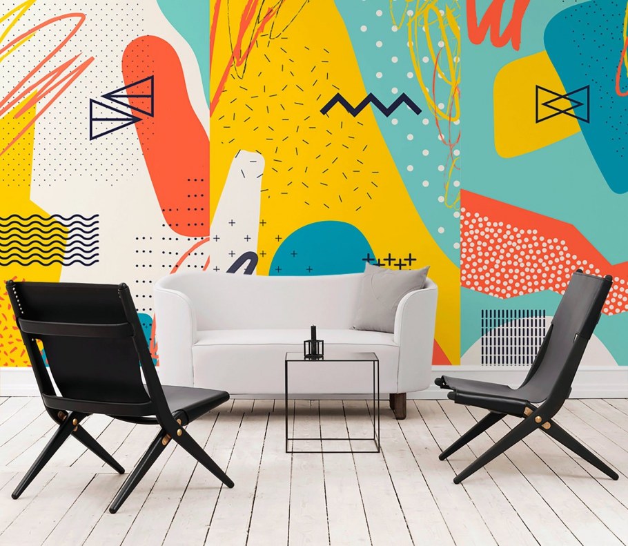 Обои в полоску с веточками