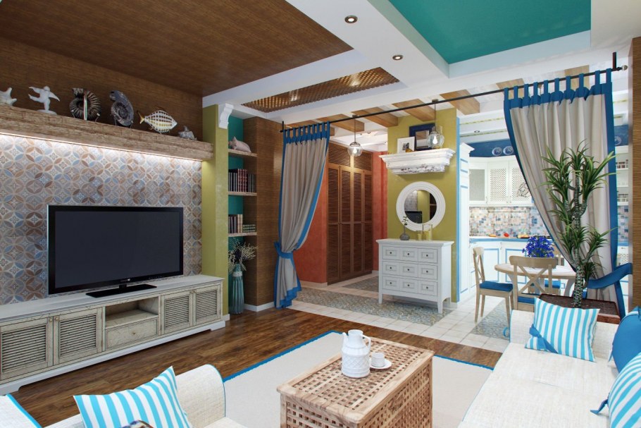 Средиземноморский стиль в интерьере гостиной