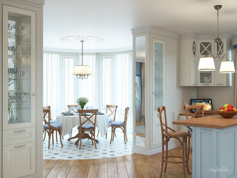 Кухня гостиная в средиземноморском стиле