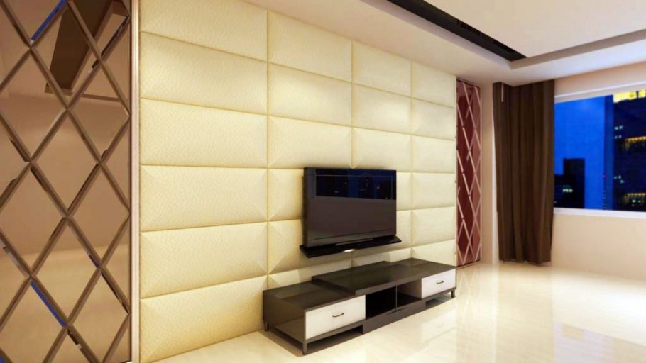 Мягкие стеновые панели в гостиной
