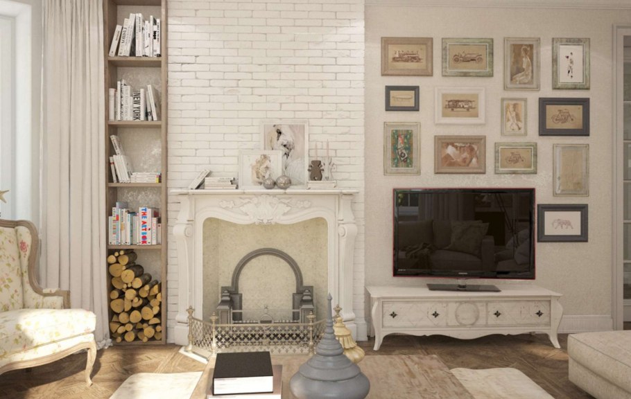 Комната с камином в стиле Прованс