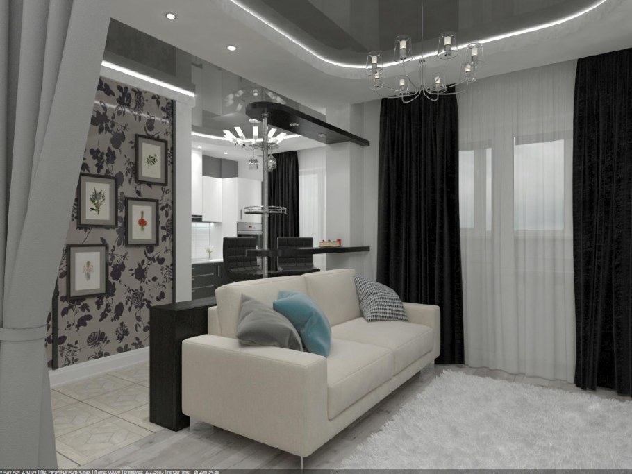 Дизайн однокомнатной квартиры 45кв