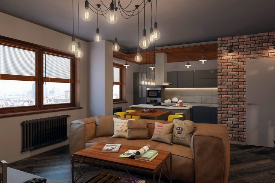 Трехкомнатная квартира в стиле лофт