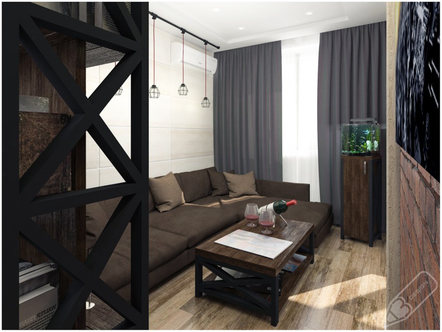 Проекты в стиле лофт двухкомнатной квартиры