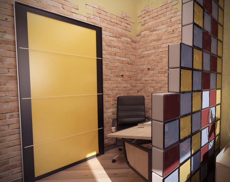 Стеклоблоки в интерьере лофт