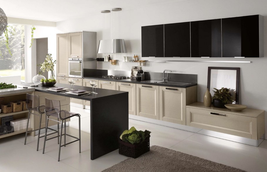 Кухня переходящая в ТВ зону