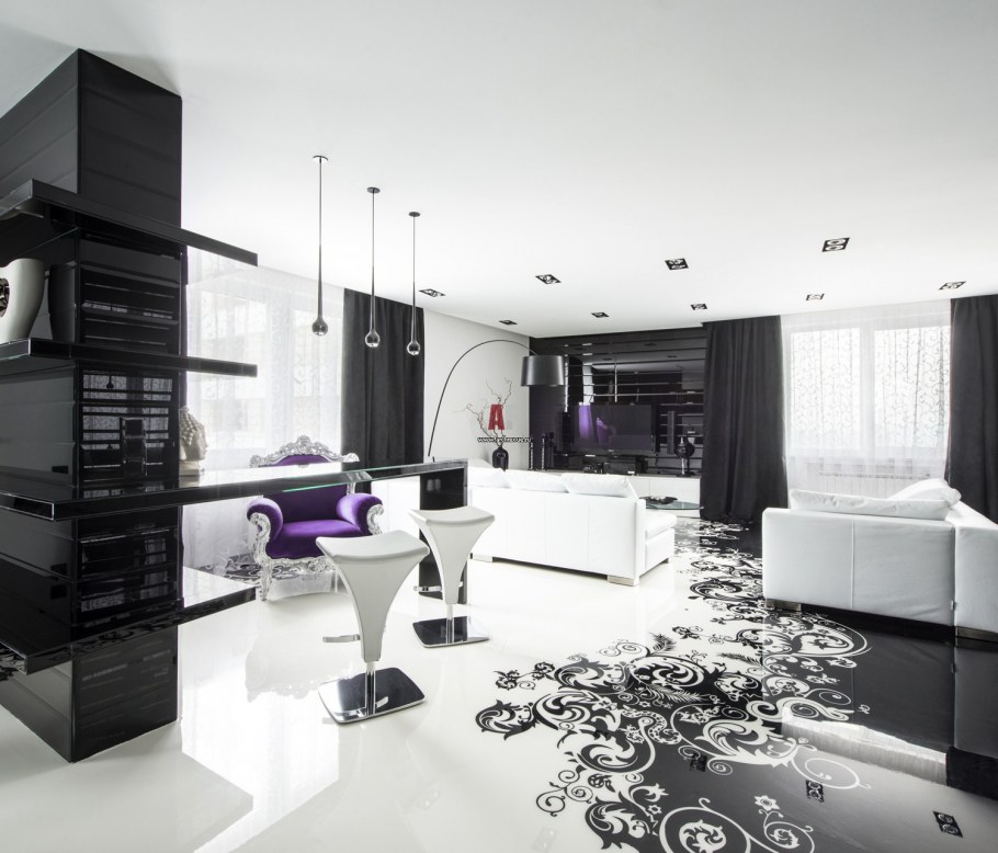 Черно белый интерьер