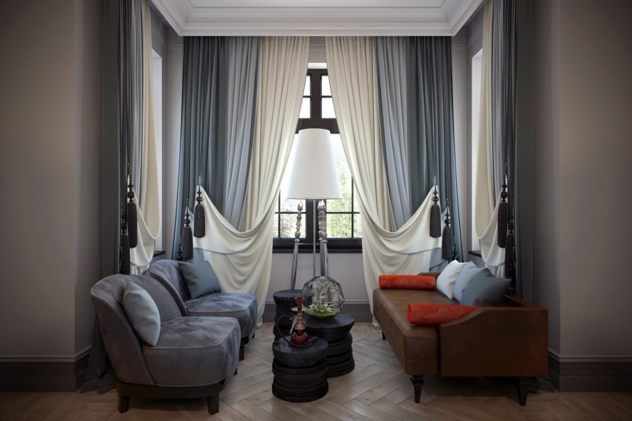 Двусторонние шторы в интерьере