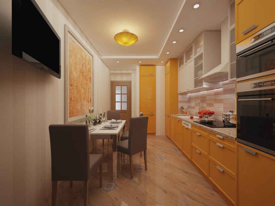 Кухни современные в трехкомнатной