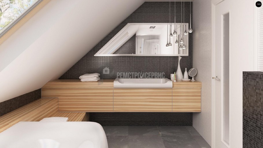 Ванная с мансардным окном