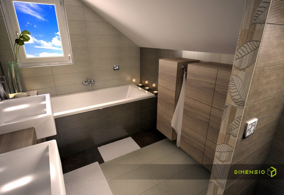 Современная ванная в мансарде