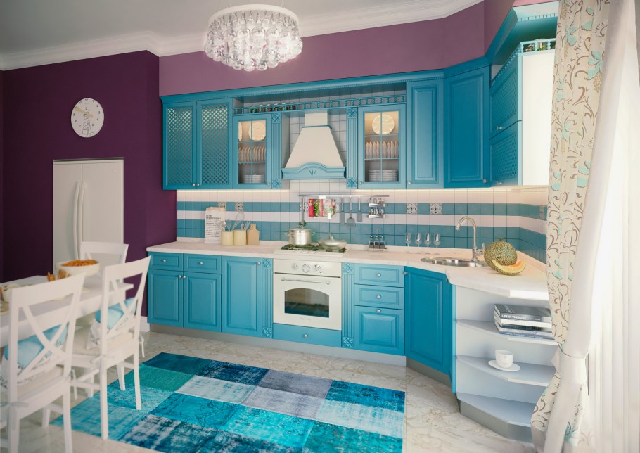 Кухня Милана голубая патина