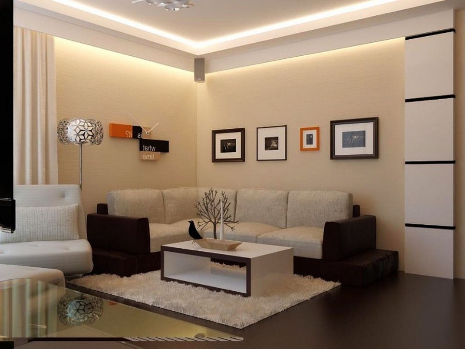 Покраска стен в гостиной в современном стиле