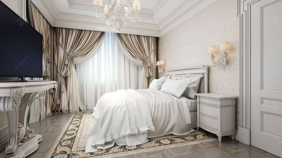 Спальня 13 кв м в стиле Неоклассика