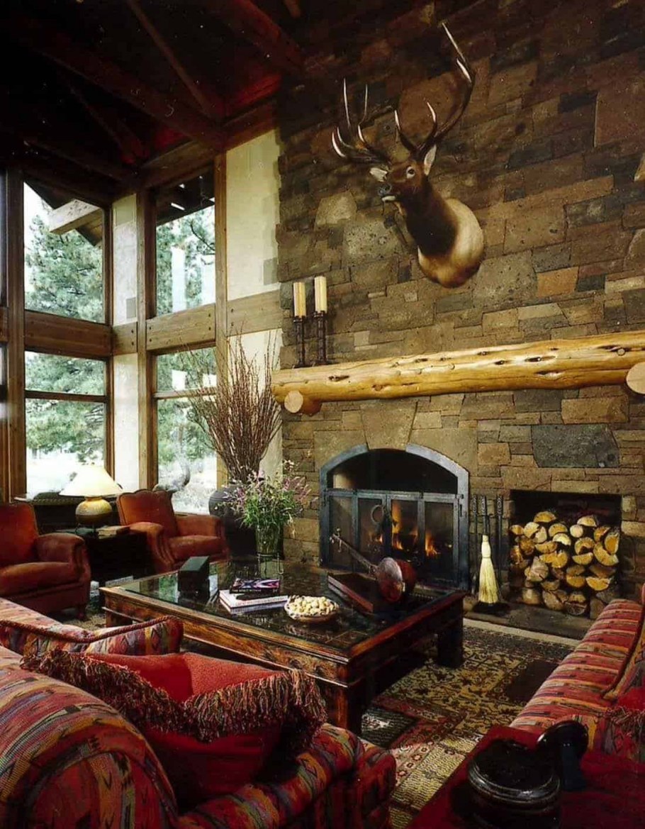 Интерьер дома из клееного бруса в стиле Кантри