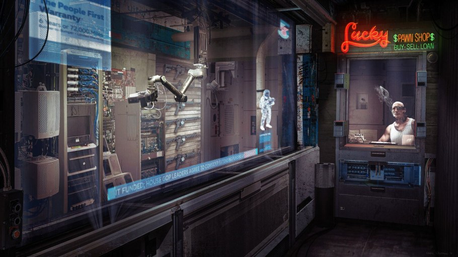 Киберпанк витрина магазина