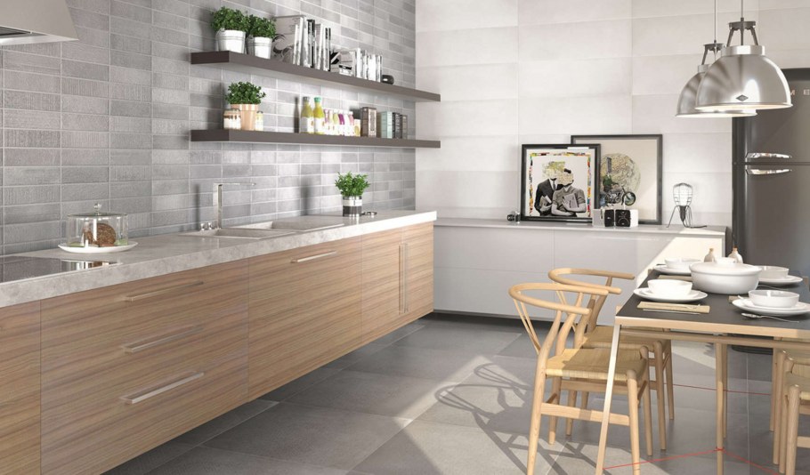 Кафель под дерево на кухне