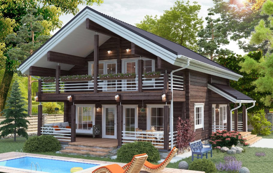Дома из клееного бруса 150м2 Скандинавский