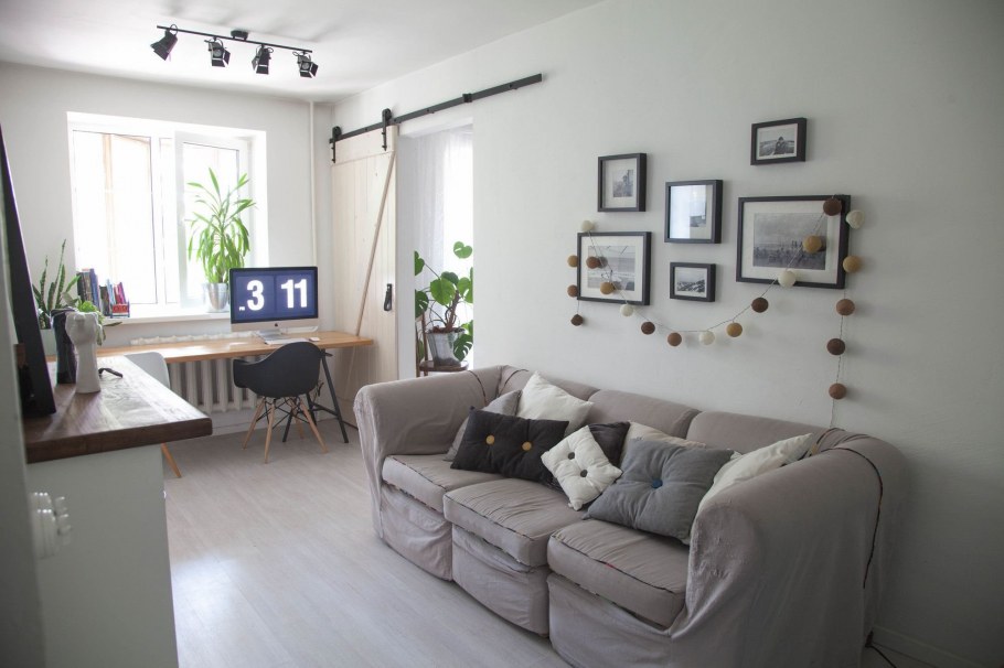 Сканди в хрущевке гостиная