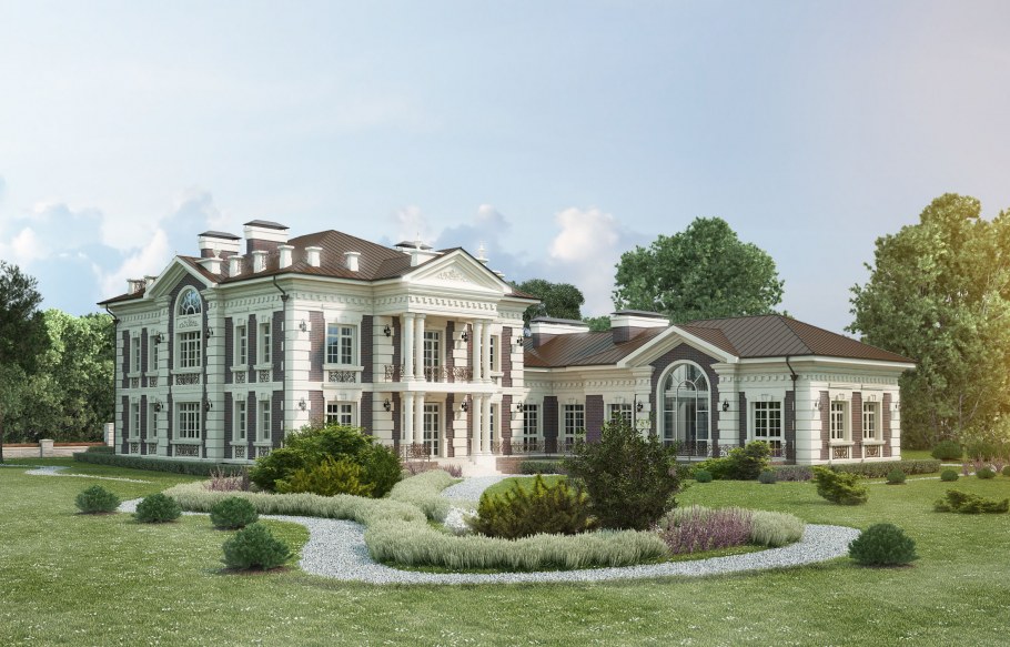 Двухэтажный особняк в стиле Ампир в Москве