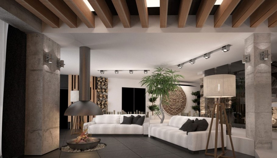 Балки в интерьере гостиной