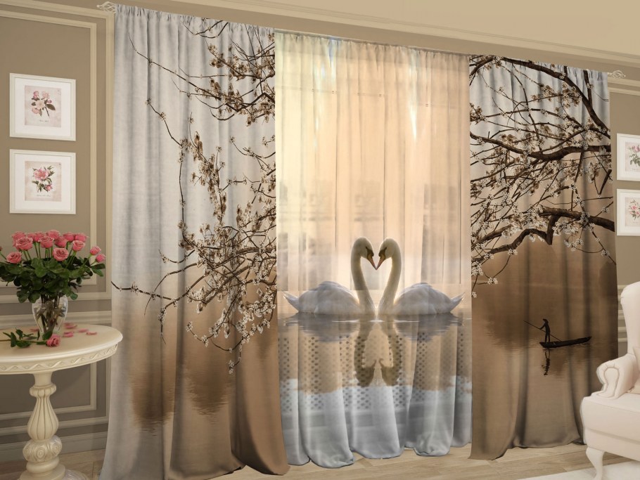Комплект штор "безмолвие лебедей