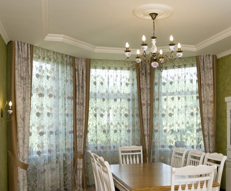 Шторы для кухни столовой с двумя окнами