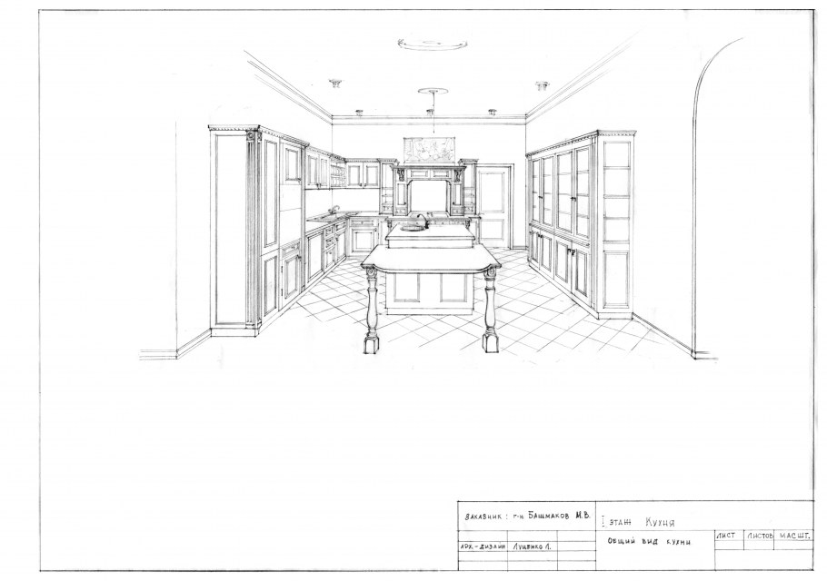 Интерьер кухни рисовать с людьми